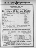 Theaterzettel (Oper und Burgtheater in Wien) 18940816 Seite: 1