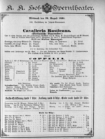 Theaterzettel (Oper und Burgtheater in Wien) 18940829 Seite: 1