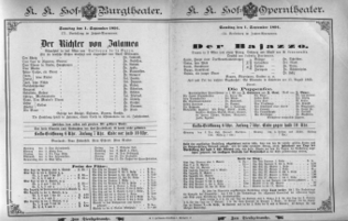 Theaterzettel (Oper und Burgtheater in Wien) 18940901 Seite: 1