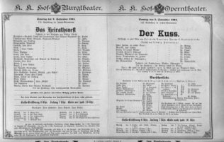 Theaterzettel (Oper und Burgtheater in Wien) 18940902 Seite: 1
