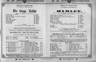 Theaterzettel (Oper und Burgtheater in Wien) 18940904 Seite: 1