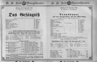Theaterzettel (Oper und Burgtheater in Wien) 18940909 Seite: 1