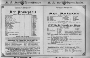 Theaterzettel (Oper und Burgtheater in Wien) 18940910 Seite: 1