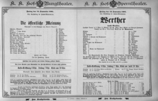 Theaterzettel (Oper und Burgtheater in Wien) 18940914 Seite: 1