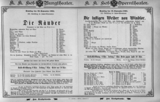 Theaterzettel (Oper und Burgtheater in Wien) 18940915 Seite: 1