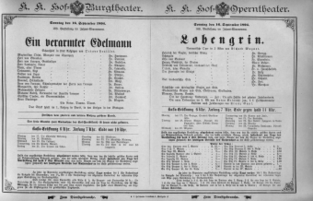 Theaterzettel (Oper und Burgtheater in Wien) 18940916 Seite: 1