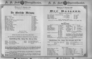 Theaterzettel (Oper und Burgtheater in Wien) 18940917 Seite: 1