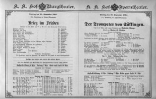 Theaterzettel (Oper und Burgtheater in Wien) 18940925 Seite: 1