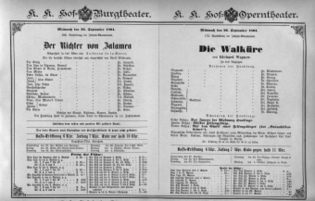 Theaterzettel (Oper und Burgtheater in Wien) 18940926 Seite: 1