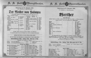 Theaterzettel (Oper und Burgtheater in Wien) 18940927 Seite: 1