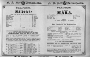 Theaterzettel (Oper und Burgtheater in Wien) 18941005 Seite: 1