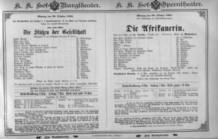 Theaterzettel (Oper und Burgtheater in Wien) 18941029 Seite: 1