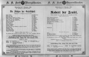 Theaterzettel (Oper und Burgtheater in Wien) 18941101 Seite: 1