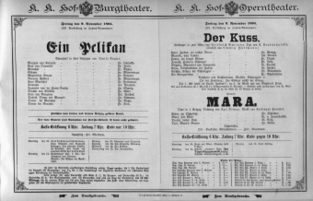 Theaterzettel (Oper und Burgtheater in Wien) 18941109 Seite: 1
