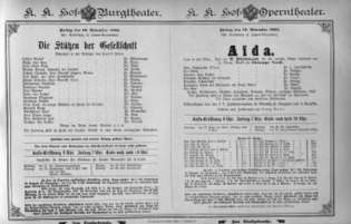 Theaterzettel (Oper und Burgtheater in Wien) 18941116 Seite: 1