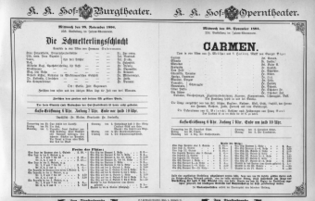 Theaterzettel (Oper und Burgtheater in Wien) 18941128 Seite: 1