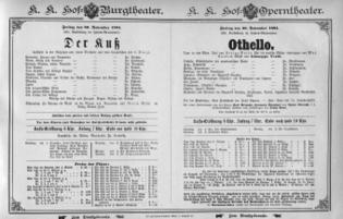 Theaterzettel (Oper und Burgtheater in Wien) 18941130 Seite: 1