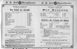 Theaterzettel (Oper und Burgtheater in Wien) 18941206 Seite: 1
