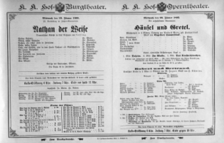 Theaterzettel (Oper und Burgtheater in Wien) 18950123 Seite: 1