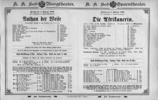 Theaterzettel (Oper und Burgtheater in Wien) 18950201 Seite: 1