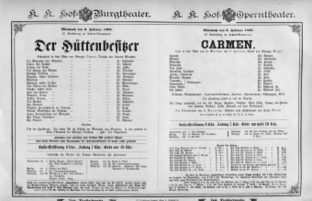 Theaterzettel (Oper und Burgtheater in Wien) 18950206 Seite: 1