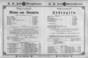 Theaterzettel (Oper und Burgtheater in Wien) 18950213 Seite: 1