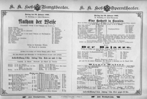 Theaterzettel (Oper und Burgtheater in Wien) 18950222 Seite: 1