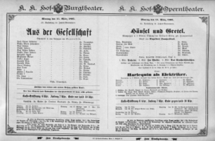 Theaterzettel (Oper und Burgtheater in Wien) 18950311 Seite: 1
