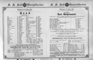 Theaterzettel (Oper und Burgtheater in Wien) 18950327 Seite: 1