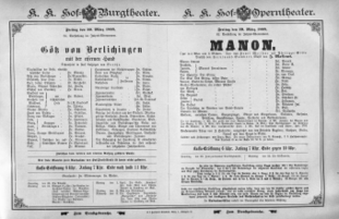 Theaterzettel (Oper und Burgtheater in Wien) 18950329 Seite: 1