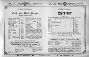 Theaterzettel (Oper und Burgtheater in Wien) 18950402 Seite: 1