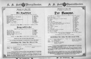 Theaterzettel (Oper und Burgtheater in Wien) 18950403 Seite: 1