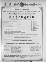Theaterzettel (Oper und Burgtheater in Wien) 18950407 Seite: 1