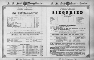 Theaterzettel (Oper und Burgtheater in Wien) 18950422 Seite: 1