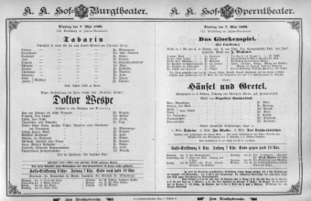 Theaterzettel (Oper und Burgtheater in Wien) 18950507 Seite: 1
