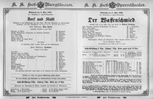 Theaterzettel (Oper und Burgtheater in Wien) 18950508 Seite: 1