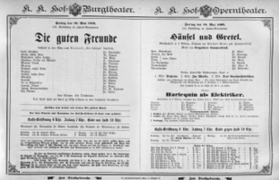 Theaterzettel (Oper und Burgtheater in Wien) 18950510 Seite: 1