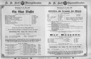 Theaterzettel (Oper und Burgtheater in Wien) 18950516 Seite: 1