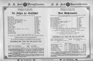Theaterzettel (Oper und Burgtheater in Wien) 18950522 Seite: 1