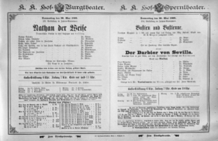 Theaterzettel (Oper und Burgtheater in Wien) 18950530 Seite: 1