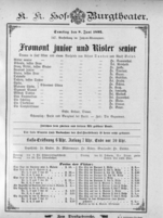 Theaterzettel (Oper und Burgtheater in Wien) 18950608 Seite: 1