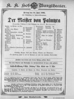 Theaterzettel (Oper und Burgtheater in Wien) 18950614 Seite: 1
