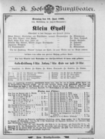 Theaterzettel (Oper und Burgtheater in Wien) 18950616 Seite: 1