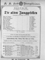 Theaterzettel (Oper und Burgtheater in Wien) 18950628 Seite: 1
