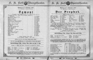 Theaterzettel (Oper und Burgtheater in Wien) 18950901 Seite: 1