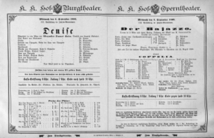 Theaterzettel (Oper und Burgtheater in Wien) 18950904 Seite: 1