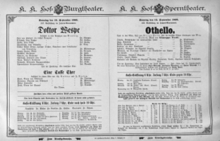Theaterzettel (Oper und Burgtheater in Wien) 18950915 Seite: 1