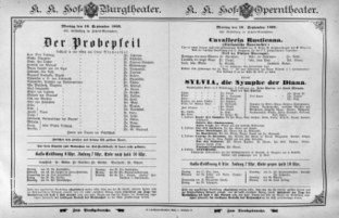 Theaterzettel (Oper und Burgtheater in Wien) 18950916 Seite: 1