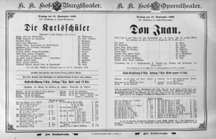 Theaterzettel (Oper und Burgtheater in Wien) 18950917 Seite: 1