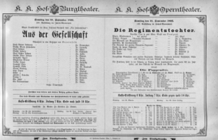 Theaterzettel (Oper und Burgtheater in Wien) 18950921 Seite: 1